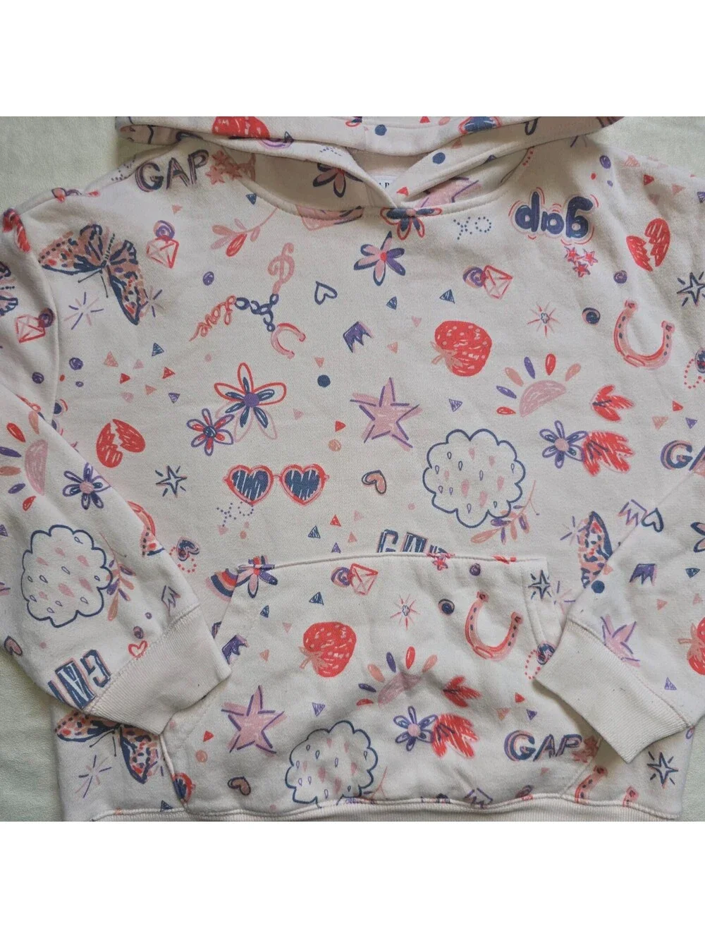GAP Kids XL (12) Pink Graphic Hoodie Sweatshirt
